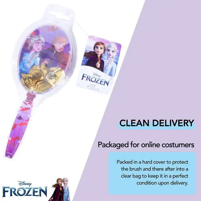 Alt view image 4 of 6 - Disney Frozen Hair Brush with Magical Sparkling Leaves Confetti featuring Anna and Elsa for Girls, Purple - Kids Ages 3+