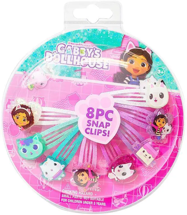 Main image of Gabby's Dollhouse Kids Hair Clips for Girls Snap Clips 8 Pack Multi Color Ages 3+