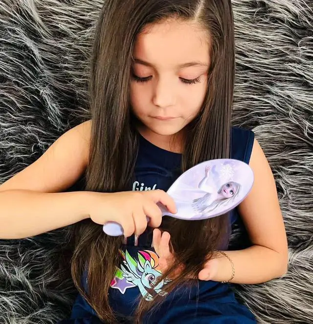 Alt view image 3 of 7 - Frozen Princess Elsa Hair Accessory 5 Pcs Set - 1 Regular 9 inch Frozen Hairbrush & 4 Frozen Scrunchies - Detangling Brush & Elastic Hair Ties Ropes for Girls, Ages 3+