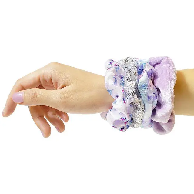 Alt view image 5 of 7 - Frozen Princess Elsa Hair Accessory 5 Pcs Set - 1 Regular 9 inch Frozen Hairbrush & 4 Frozen Scrunchies - Detangling Brush & Elastic Hair Ties Ropes for Girls, Ages 3+