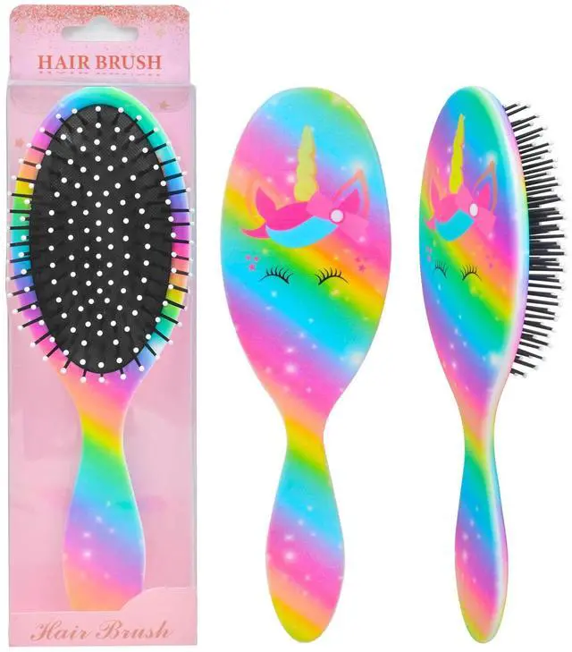 Main image of Kids Hair Brush Girls, Toddler Wet Dry Detangling Hair Brush for Curly Thick Hair Pain-Free Comb Girls Kids Women Unicorn Mermaid