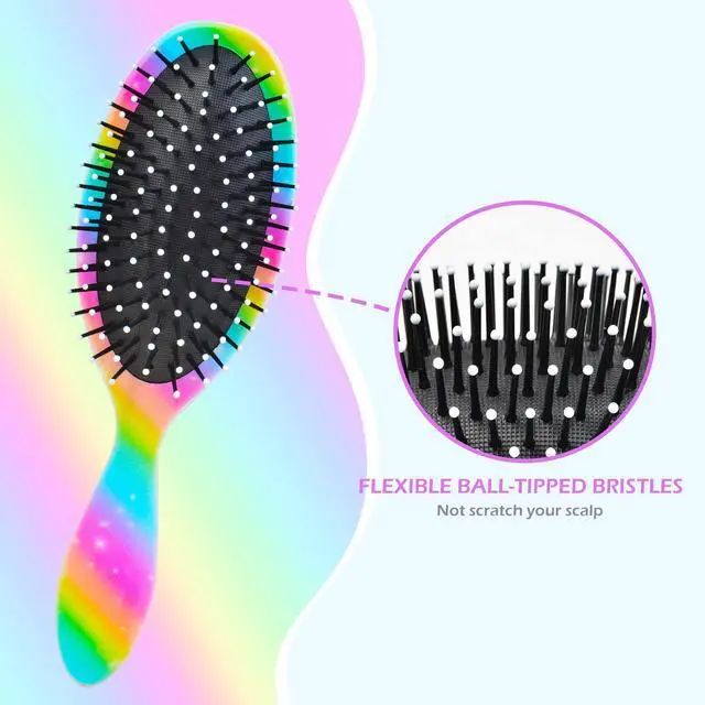 Alt view image 5 of 7 - Kids Hair Brush Girls, Toddler Wet Dry Detangling Hair Brush for Curly Thick Hair Pain-Free Comb Girls Kids Women Unicorn Mermaid