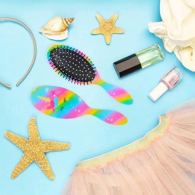 Alt view image 6 of 7 - Kids Hair Brush Girls, Toddler Wet Dry Detangling Hair Brush for Curly Thick Hair Pain-Free Comb Girls Kids Women Unicorn Mermaid