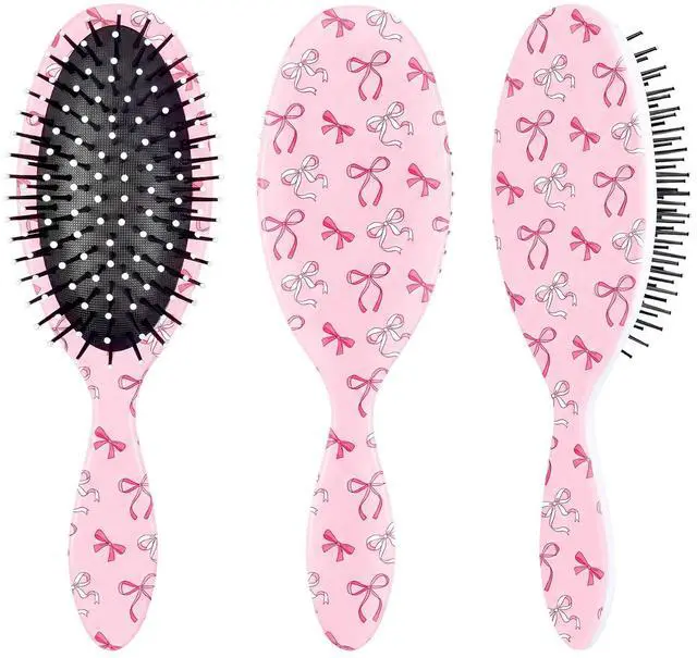 Main image of Girls Hair Brush for Women, Hair Brushes Girls Brush Pink Bow Detangling Brush for Curly Hair Pain-Free Girl Hairbrush Kids