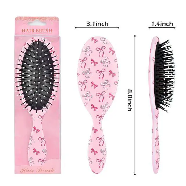 Alt view image 7 of 7 - Girls Hair Brush for Women, Hair Brushes Girls Brush Pink Bow Detangling Brush for Curly Hair Pain-Free Girl Hairbrush Kids