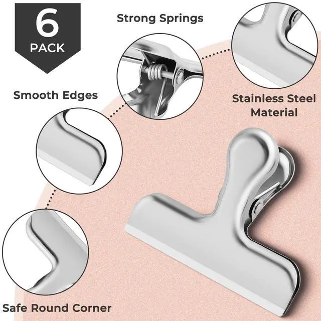 Alt view image 2 of 6 - 6 Pack Chip Clips Bag Clips for Food Snack Kitchen Storage(Silver)