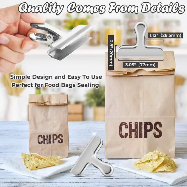 Alt view image 3 of 6 - 6 Pack Chip Clips Bag Clips for Food Snack Kitchen Storage(Silver)