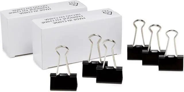 Main image of Sturdy Binder Clips, Office Supplies, Medium 1.25 inches, Document Organizing, Sturdy Steel, Black, 24 Count (2 Pack of 12)