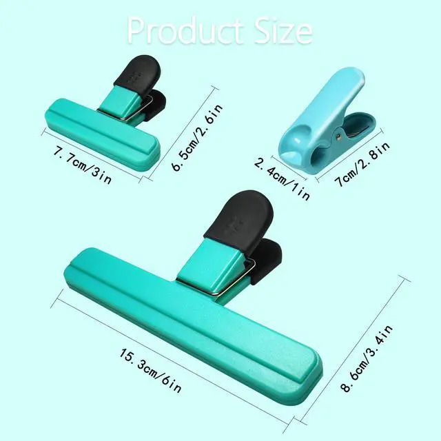 Alt view image 2 of 7 - 11 Pack Chip Clips Food Bag Clips for Food Packages Chips Storage Bags Heavy Duty Snack Kitchen Potato (3 Large, 6 Small & 2 Round, Bright Style)