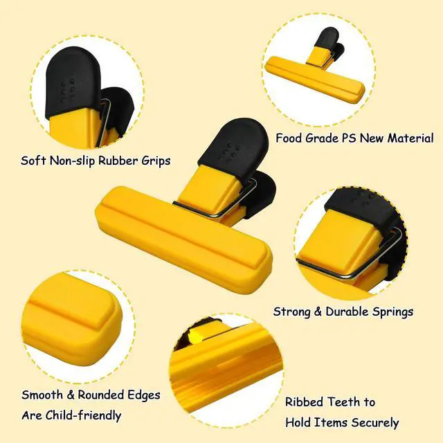 Alt view image 3 of 7 - 11 Pack Chip Clips Food Bag Clips for Food Packages Chips Storage Bags Heavy Duty Snack Kitchen Potato (3 Large, 6 Small & 2 Round, Bright Style)
