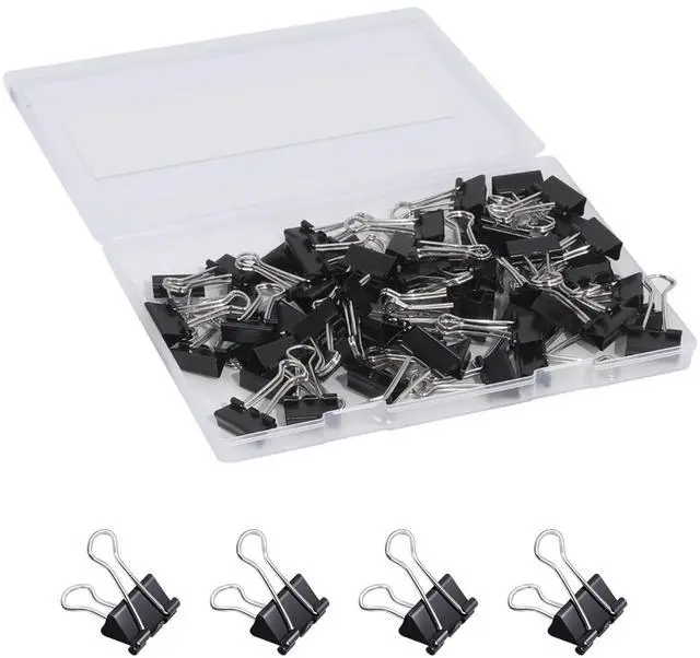 Main image of 60 Pcs Small Binder Clips 3/4 Inch Length, Black Small Paper Clips for Office, Standard Size