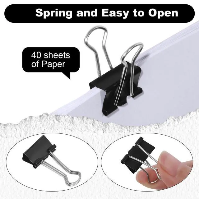 Alt view image 3 of 6 - 60 Pcs Small Binder Clips 3/4 Inch Length, Black Small Paper Clips for Office, Standard Size