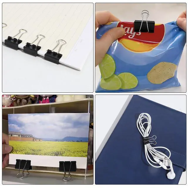 Alt view image 5 of 6 - 60 Pcs Small Binder Clips 3/4 Inch Length, Black Small Paper Clips for Office, Standard Size