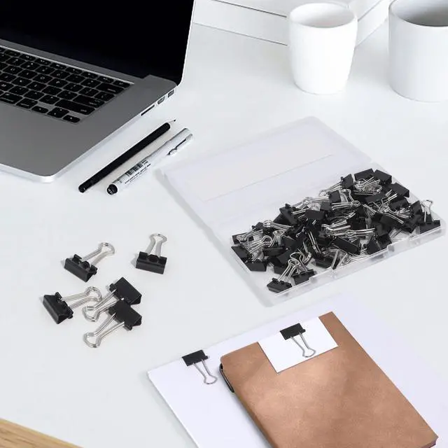 Alt view image 6 of 6 - 60 Pcs Small Binder Clips 3/4 Inch Length, Black Small Paper Clips for Office, Standard Size