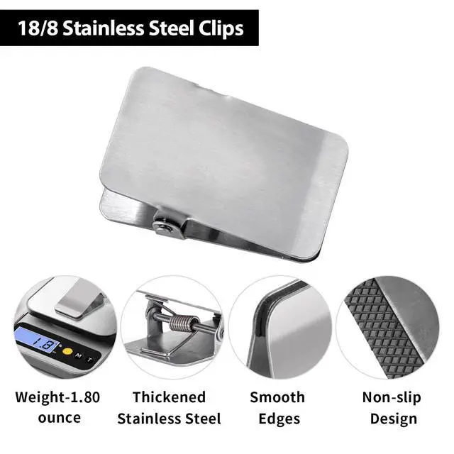 Alt view image 3 of 7 - Chip Bag Clips,3" Long Chip Clip,Silver,6-Pack