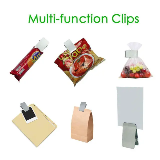 Alt view image 6 of 7 - Chip Bag Clips,3" Long Chip Clip,Silver,6-Pack