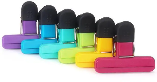 Main image of 6 Pack Chip Clips, Food Clips, 3 x 2.5 Inch, Assorted Color