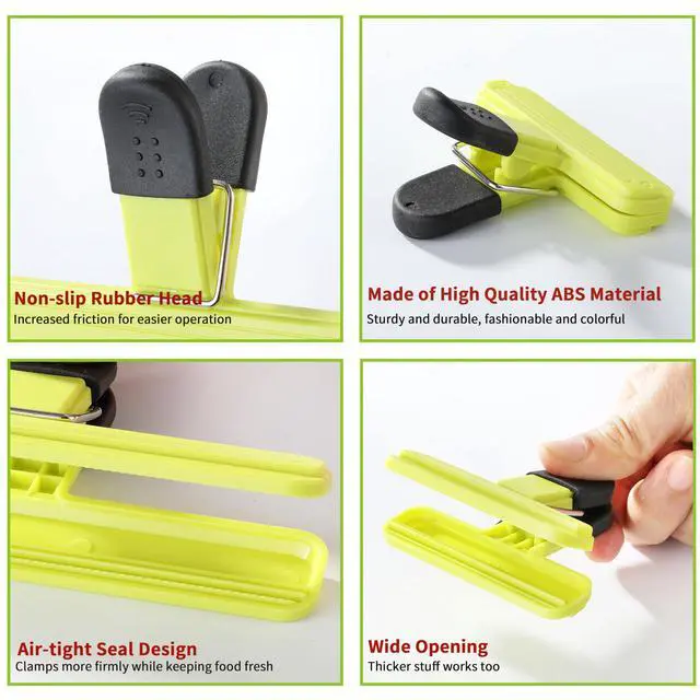 Alt view image 3 of 7 - 8PCS Chip Bag Clips, HIA Stylish Wide Open Bag Clips for Food Storage, Heavy Seal Grip, Assorted Size (6"*3.3" for 4 and 3"*2.5" for 4)
