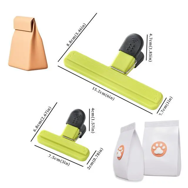Alt view image 2 of 7 - 8PCS Chip Bag Clips, HIA Stylish Wide Open Bag Clips for Food Storage, Heavy Seal Grip, Assorted Size (6"*3.3" for 4 and 3"*2.5" for 4)