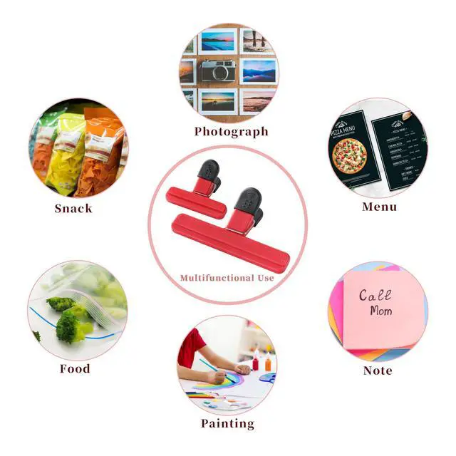 Alt view image 4 of 7 - 8PCS Chip Bag Clips, HIA Stylish Wide Open Bag Clips for Food Storage, Heavy Seal Grip, Assorted Size (6"*3.3" for 4 and 3"*2.5" for 4)