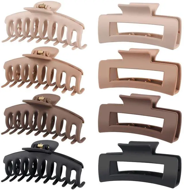 Main image of Hair Clips for Women 4.3 Inch Large Hair Claw Clips for Women Thin Thick Curly Hair, Big Matte Banana Clips,Strong Hold jaw clips,Neutral Colors