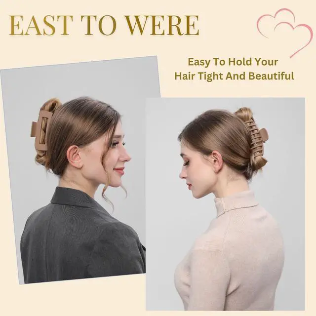 Alt view image 3 of 7 - Hair Clips for Women 4.3 Inch Large Hair Claw Clips for Women Thin Thick Curly Hair, Big Matte Banana Clips,Strong Hold jaw clips,Neutral Colors