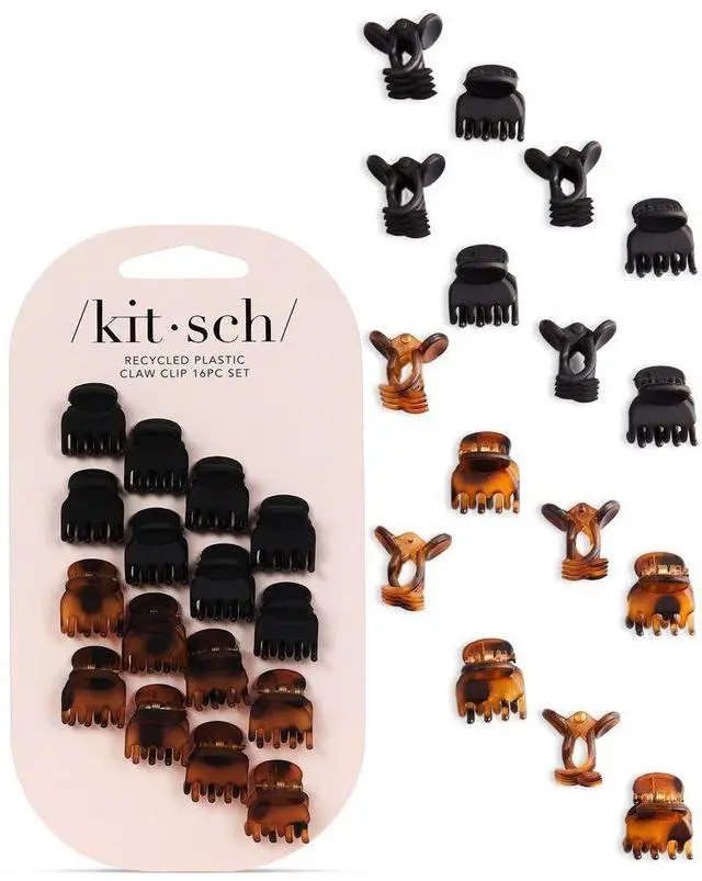 Main image of Mini Hair Clips for Women - Tortoise & Black, 16 Pcs