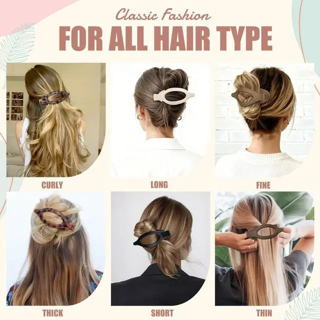 Alt view image 4 of 7 - Flat Hair Clips for Women - 6 PCS French Flat Claw Clips Medium Hair Clips for Girls Large Hair Claw Clips for Thick or Thin Hair Strong Hold No Slip Hair Accessories for women (Transparent)