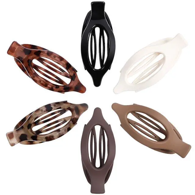 Alt view image 7 of 7 - Flat Hair Clips for Women - 6 PCS French Flat Claw Clips Medium Hair Clips for Girls Large Hair Claw Clips for Thick or Thin Hair Strong Hold No Slip Hair Accessories for women (Transparent)