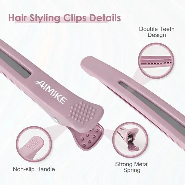 Alt view image 4 of 7 - Hair Sectioning Clips with Silicone Band - 6pcs No Crease Duck Billed Clips for Styling, Cutting, and Rollers in Morandi Color
