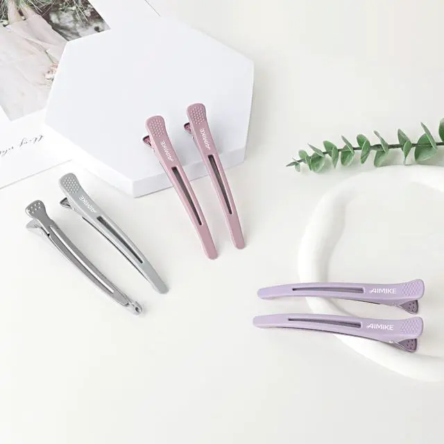 Alt view image 7 of 7 - Hair Sectioning Clips with Silicone Band - 6pcs No Crease Duck Billed Clips for Styling, Cutting, and Rollers in Morandi Color