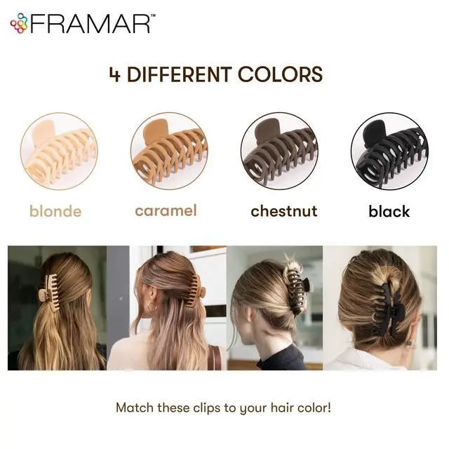 Alt view image 5 of 6 - Extra Large Claw Clips For Thick Hair, Hair Claws Pack, Hairclips