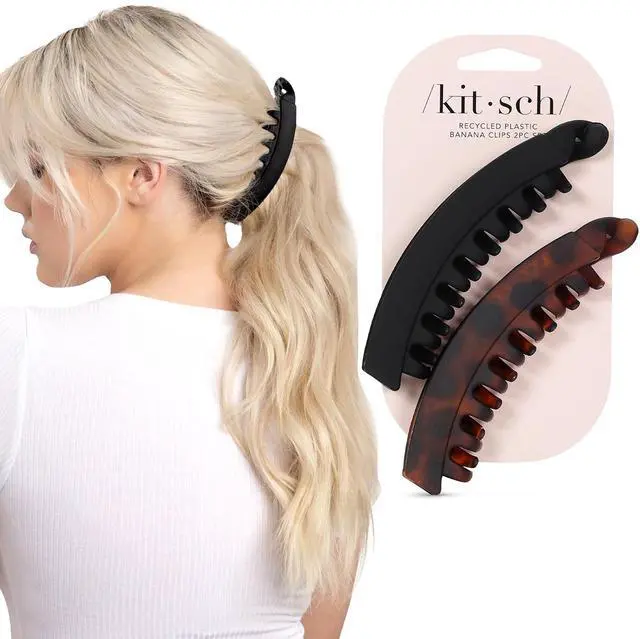 Main image of Banana Hair Clips For Women All Hair Types - Black & Tort, 2pcs
