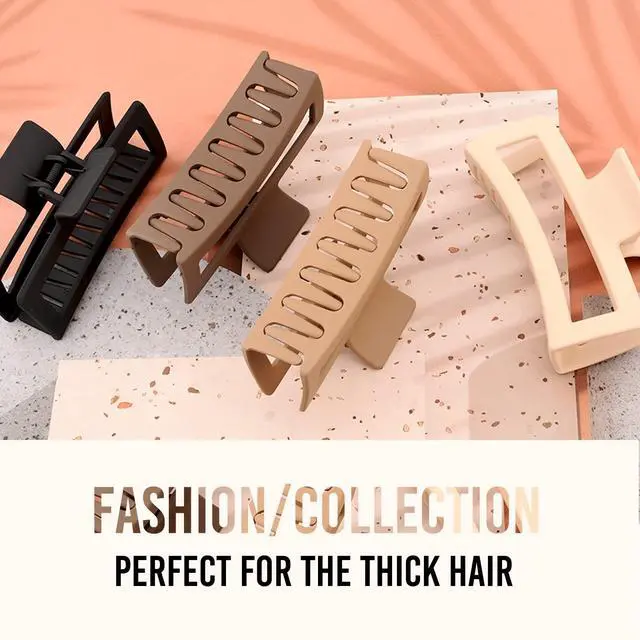 Alt view image 7 of 7 - 5 Inche Extra Large Claw Clips for Thick Hair and Long Hair, 4 Pack Xl Jumbo Claw clips, Oversized Matte Non-slip Rectangle Hair Clips for Women, Big Strong Hold Jaw Clip,Neutral Color