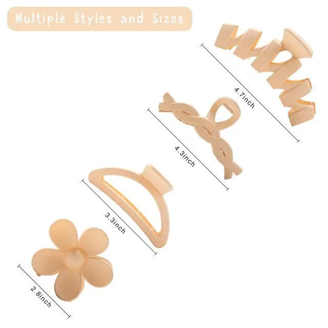 Alt view image 2 of 7 - 8PCS Hair Clips for Women, Flower Claw Clips for Thick Hair