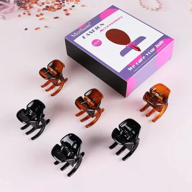 Alt view image 6 of 7 - 6 Pieces Hair Claw Clips, Morhom 1.3 Inch Jaw Clips for Thick or Medium Hair