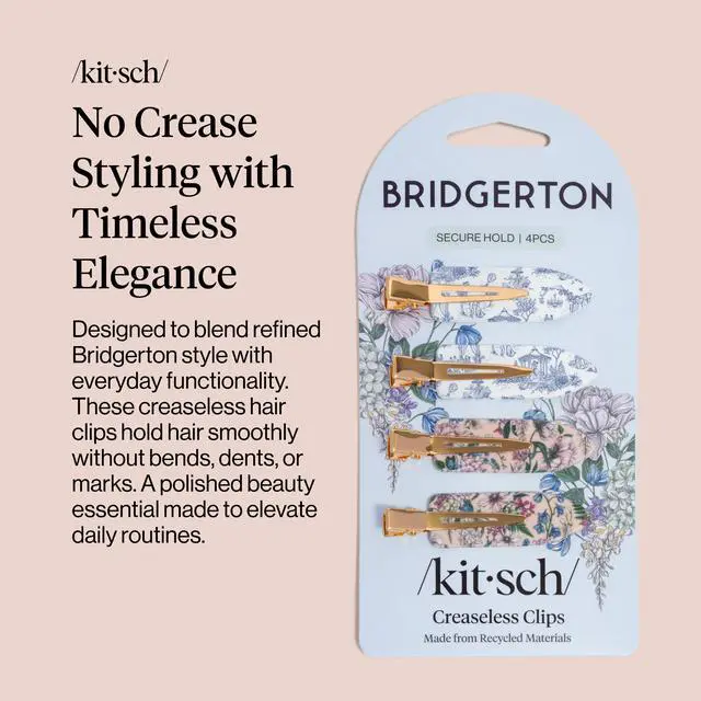 Alt view image 2 of 7 - Bridgerton x Kitsch Creaseless Hair Clips for Women - Toile in Bloom, 4pcs