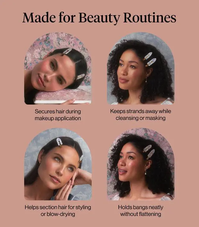 Alt view image 7 of 7 - Bridgerton x Kitsch Creaseless Hair Clips for Women - Toile in Bloom, 4pcs