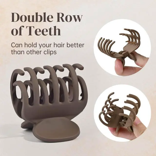 Alt view image 2 of 7 - Double Row Teeth Hair Clips Small Claw Clips for Thin Hair 4 Pack 1.6" Medium Matte Non-slip Short Hair Accessories for Women and Girls