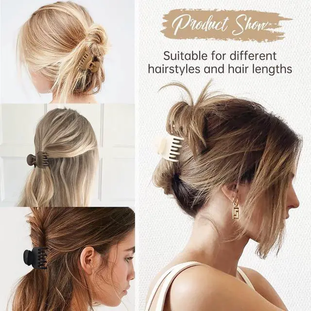 Alt view image 3 of 7 - Double Row Teeth Hair Clips Small Claw Clips for Thin Hair 4 Pack 1.6" Medium Matte Non-slip Short Hair Accessories for Women and Girls