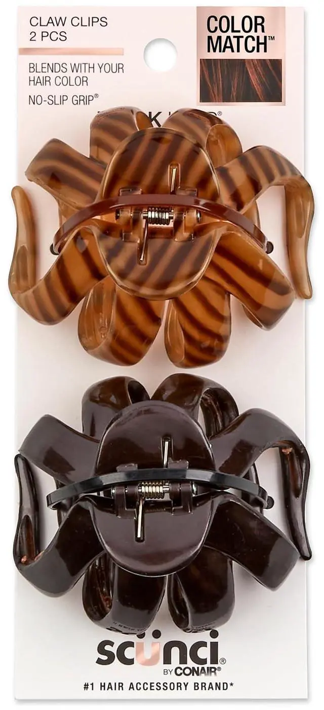 Main image of Scunci by Conair jaw claw clips - hair accessories for women - claw clips for thick hair - claw clip - Black & Tortoise- 2 Count
