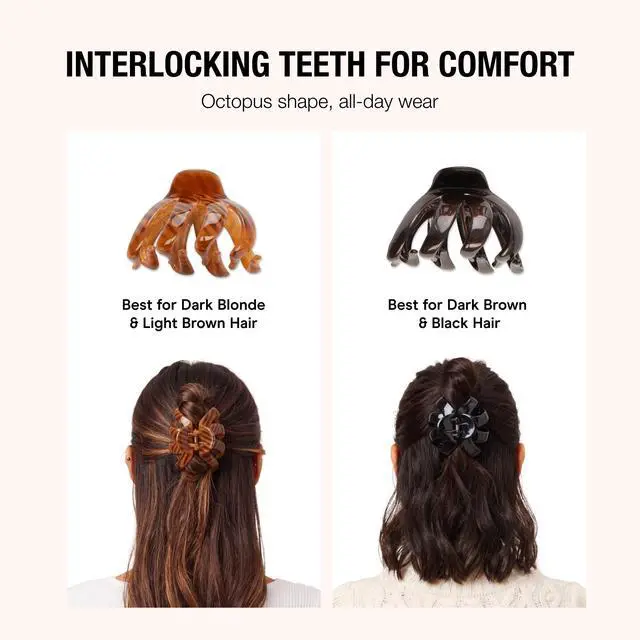 Alt view image 3 of 7 - Scunci by Conair jaw claw clips - hair accessories for women - claw clips for thick hair - claw clip - Black & Tortoise- 2 Count