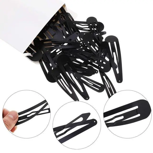 Alt view image 3 of 5 - 40 Pieces 2 Inch Black Metal Snap Hair Clips Non-slip Hair Barrettes Hair for Girls, Women, Kids Teens or Toddlers