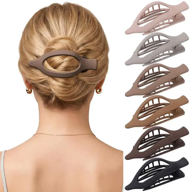 Main image of French Concord Hair Clips - 6Pcs Side Slide Volume Clips for Women Girls, Strong Hold No Slip Grip, Thick or Thin Hair (Matte Finish, L:4.6 IN, W:1.97IN)