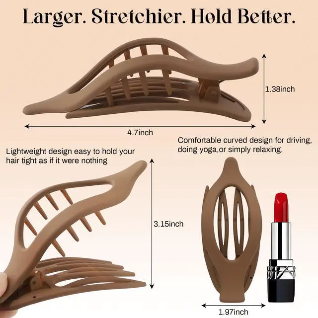 Alt view image 4 of 7 - French Concord Hair Clips - 6Pcs Side Slide Volume Clips for Women Girls, Strong Hold No Slip Grip, Thick or Thin Hair (Matte Finish, L:4.6 IN, W:1.97IN)