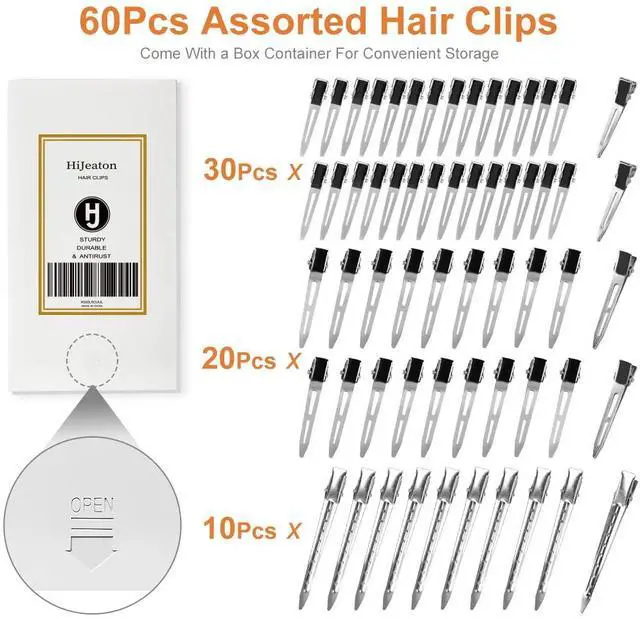 Alt view image 6 of 6 - 60Pcs Metal Duck Billed Hair Clips for Women Styling Sectioning, Silver Hair Pins for Long Hair, Alligator Curl Loc Clips for Thick Hair Roller, Salon, Bows DIY