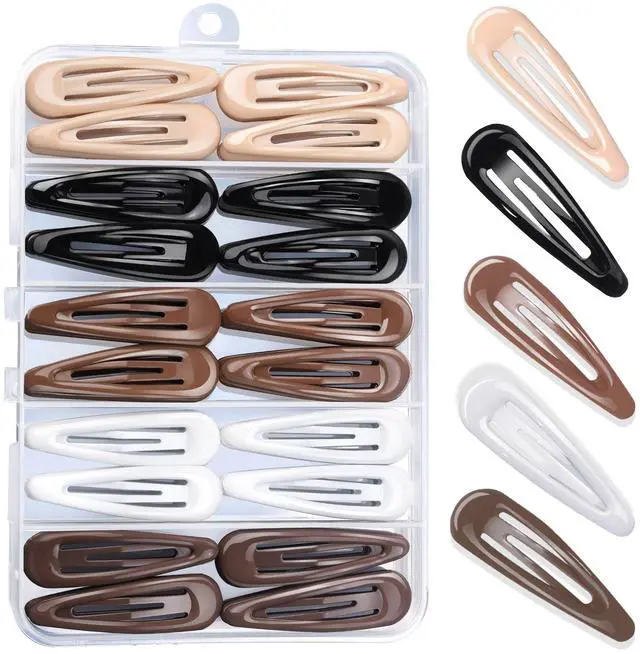 Main image of 50Pcs Snap Hair Clips,2 Inch Hair Barrettes Hair Clips For Women, Metal Mixed Color, Hair Barrettes For Women Hair Snap Clips 5 Colors