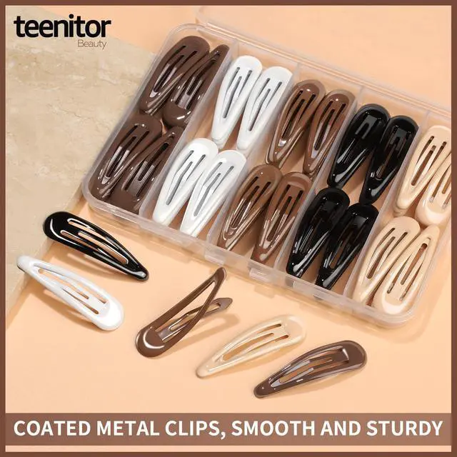 Alt view image 2 of 7 - 50Pcs Snap Hair Clips,2 Inch Hair Barrettes Hair Clips For Women, Metal Mixed Color, Hair Barrettes For Women Hair Snap Clips 5 Colors