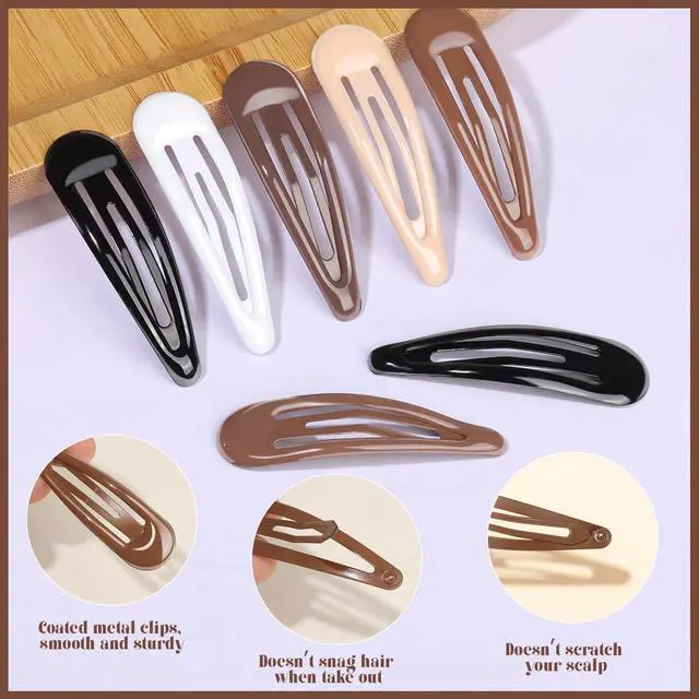 Alt view image 4 of 7 - 50Pcs Snap Hair Clips,2 Inch Hair Barrettes Hair Clips For Women, Metal Mixed Color, Hair Barrettes For Women Hair Snap Clips 5 Colors