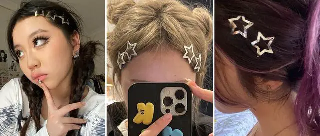Alt view image 7 of 7 - 20 PCS 1.22" Star Hair Accessories - Non-Slip Metal Snap Clips and Barrettes for Girls & Women, Y2K Style